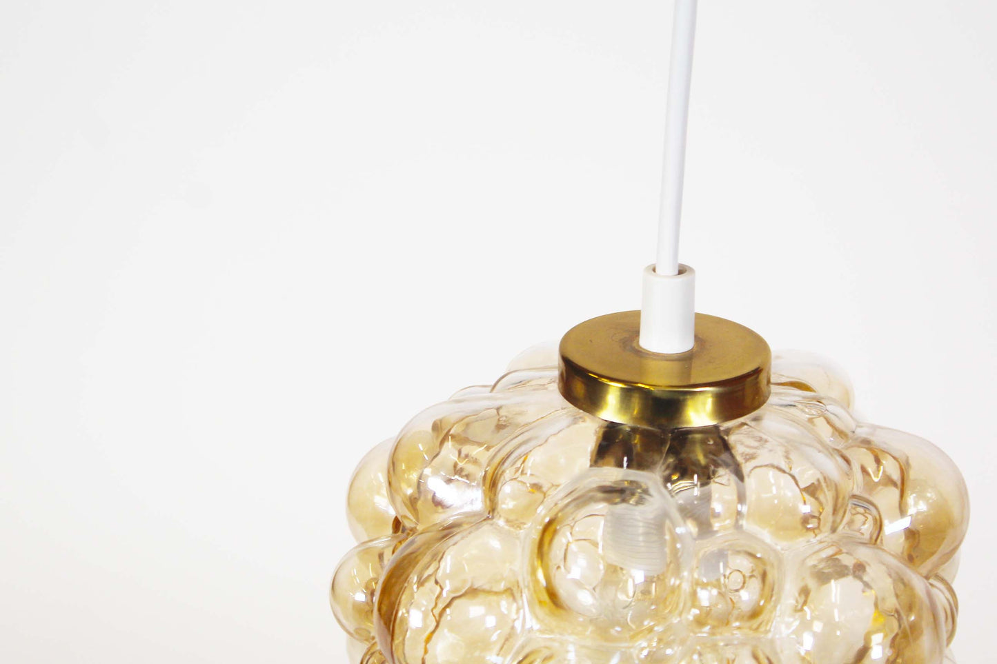 Amber glass 'bubble' pendant lamp by Helena Tynell for Glashutte Limburg