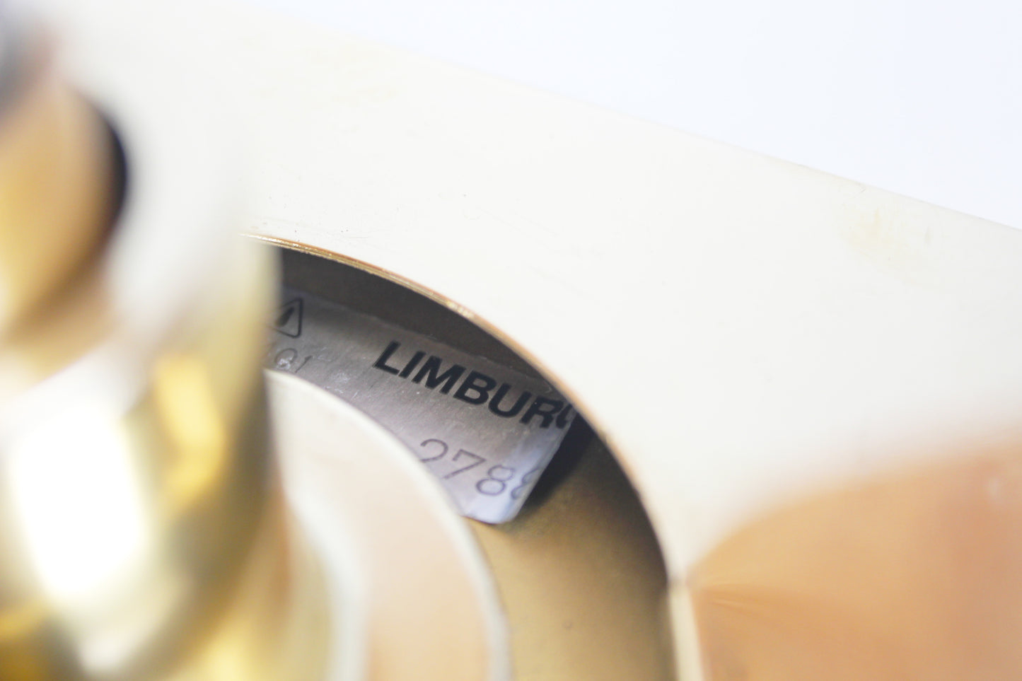 Pair of glass and brass wall lamps by Glashutte Limburg