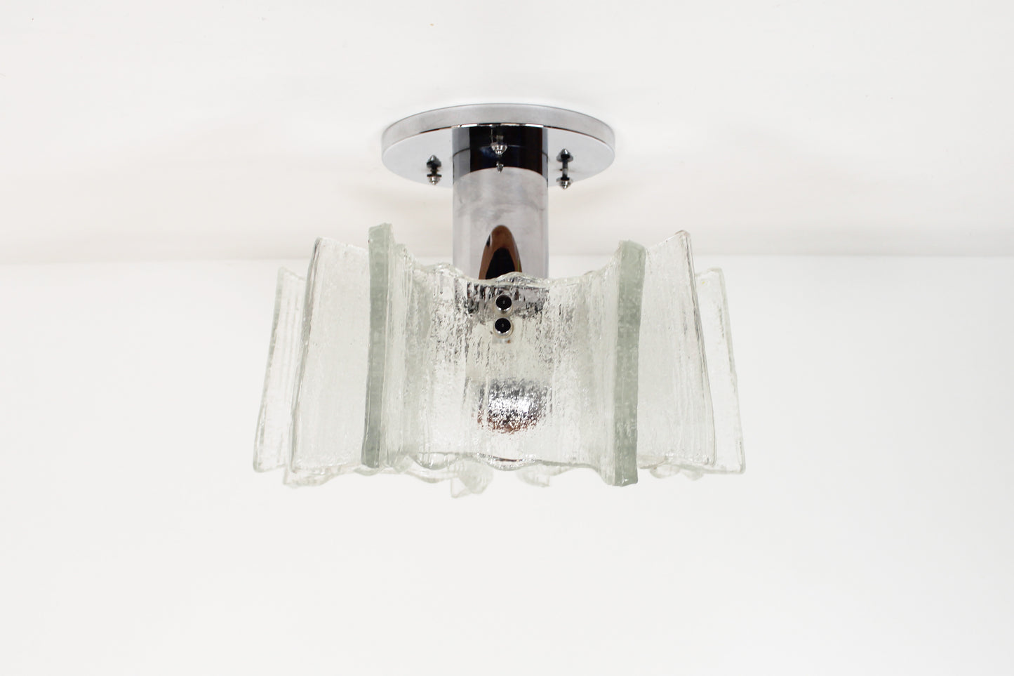 Vintage 1970's 'ice glass' ceiling lamp by Kaiser Leuchten