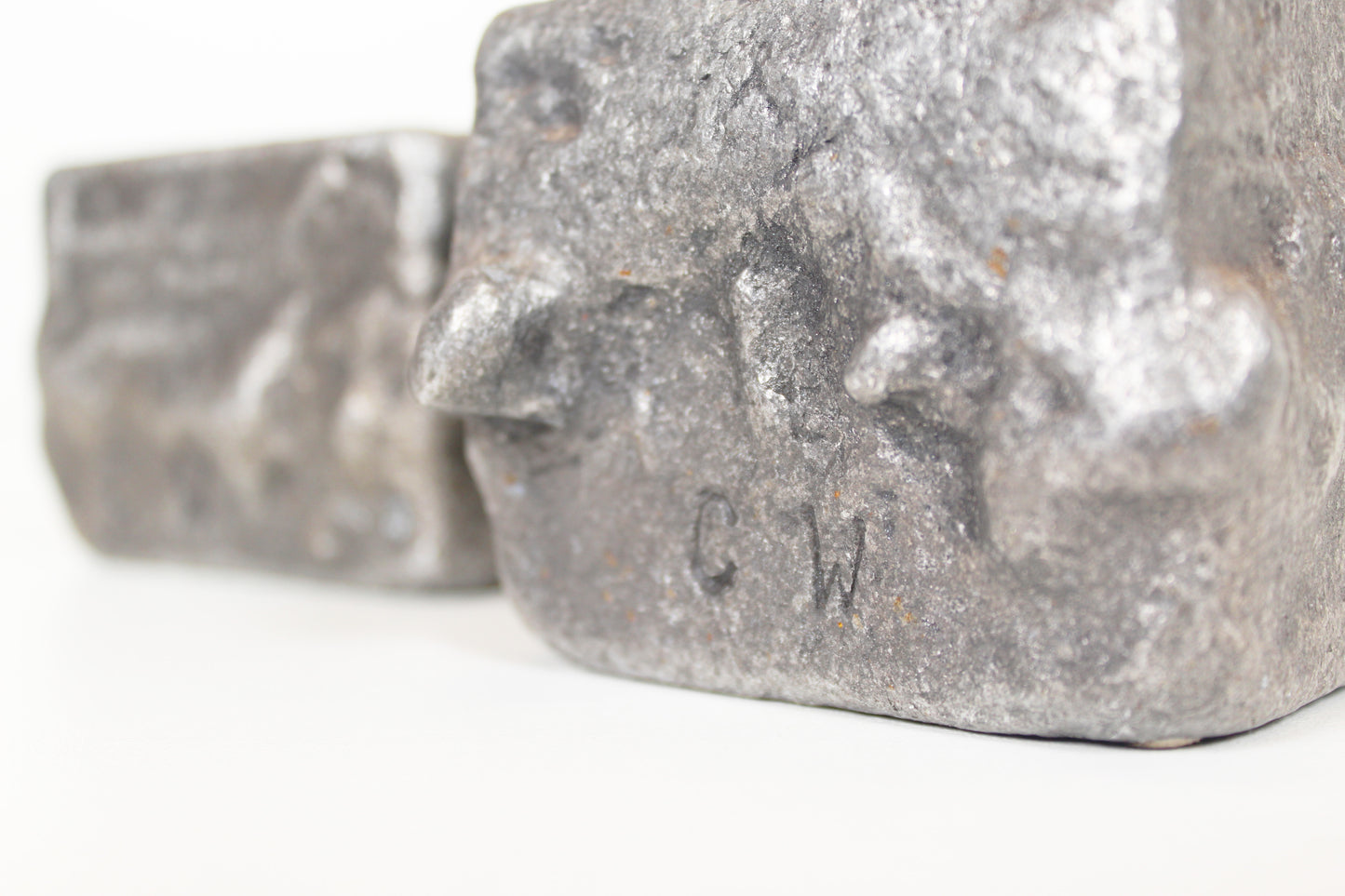 Set of Brutalist candlesticks in cast aluminium by Willy Ceysens, Belgium, 1970s