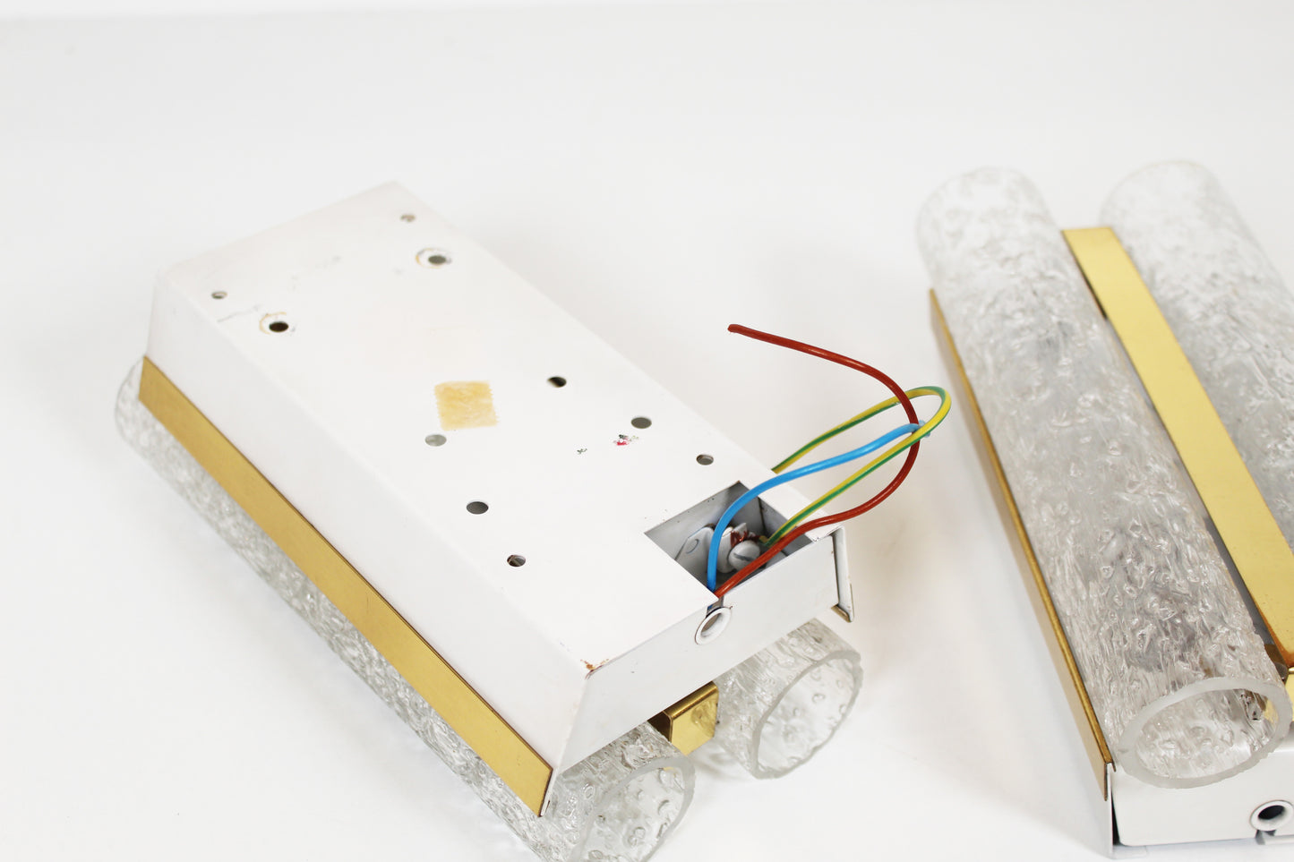 Pair of wall lamps in brass and glass by Doria Leuchten
