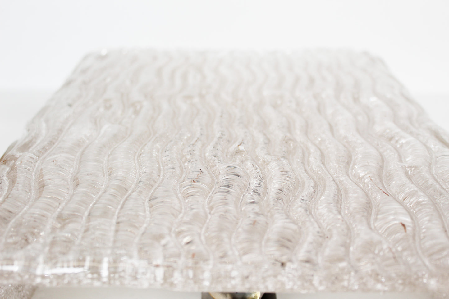 XL Pair of vintage 70s 'ice glass' wall lamps by Kaiser Leuchten