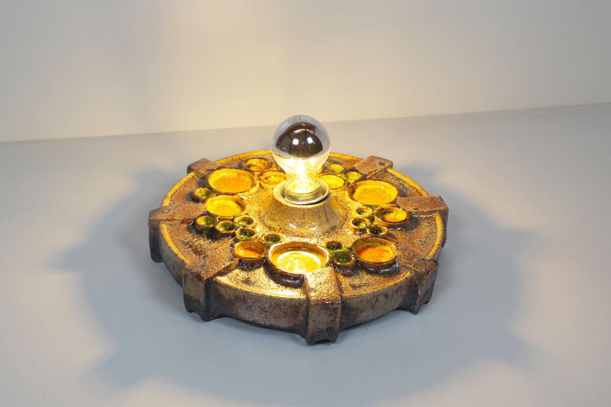 Vintage 1970's ceramic 'Fat Lava' style wall light by Hustadt Leuchten