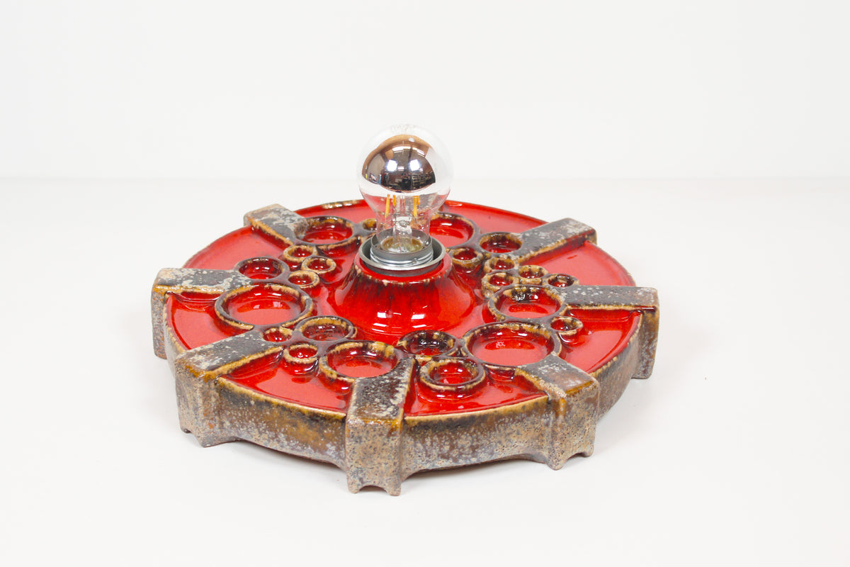 Vintage 1970's ceramic 'Fat Lava' style wall light by Hustadt Leuchten