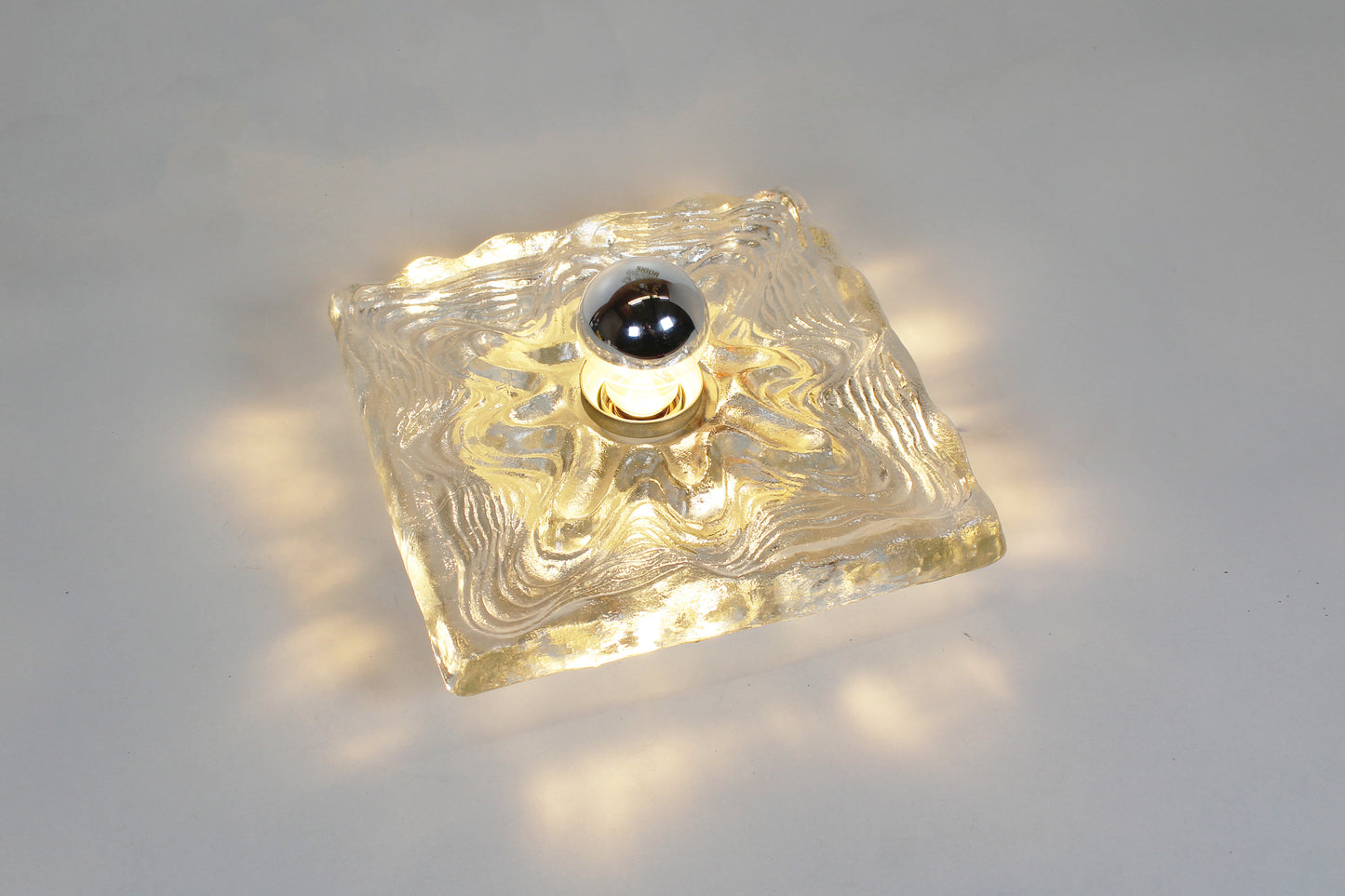 Large 1970s set of 'ice glass' wall lamps by Peill & Putzler