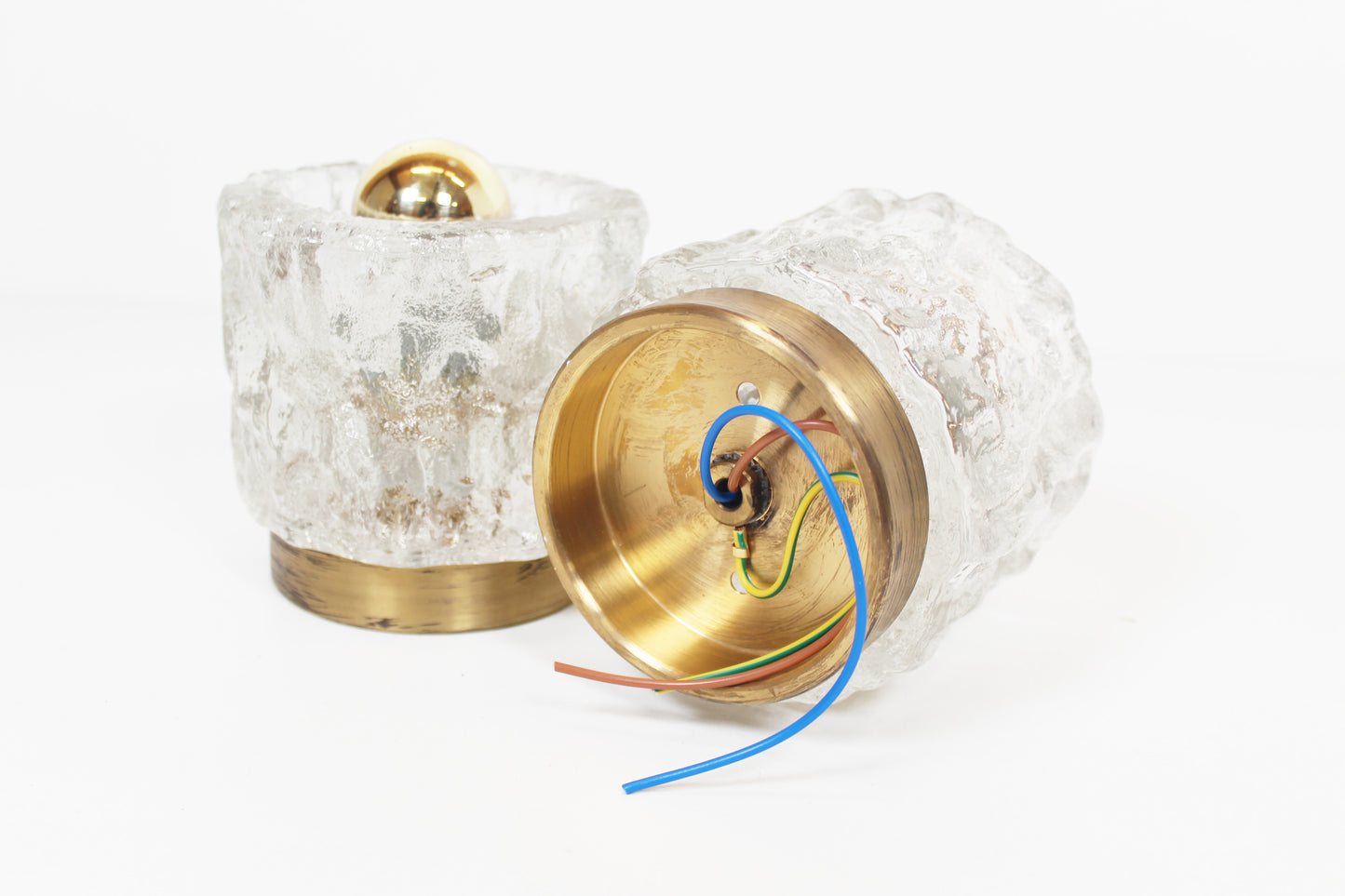Pair of brass and glass wall lamps by Cosack Leuchten