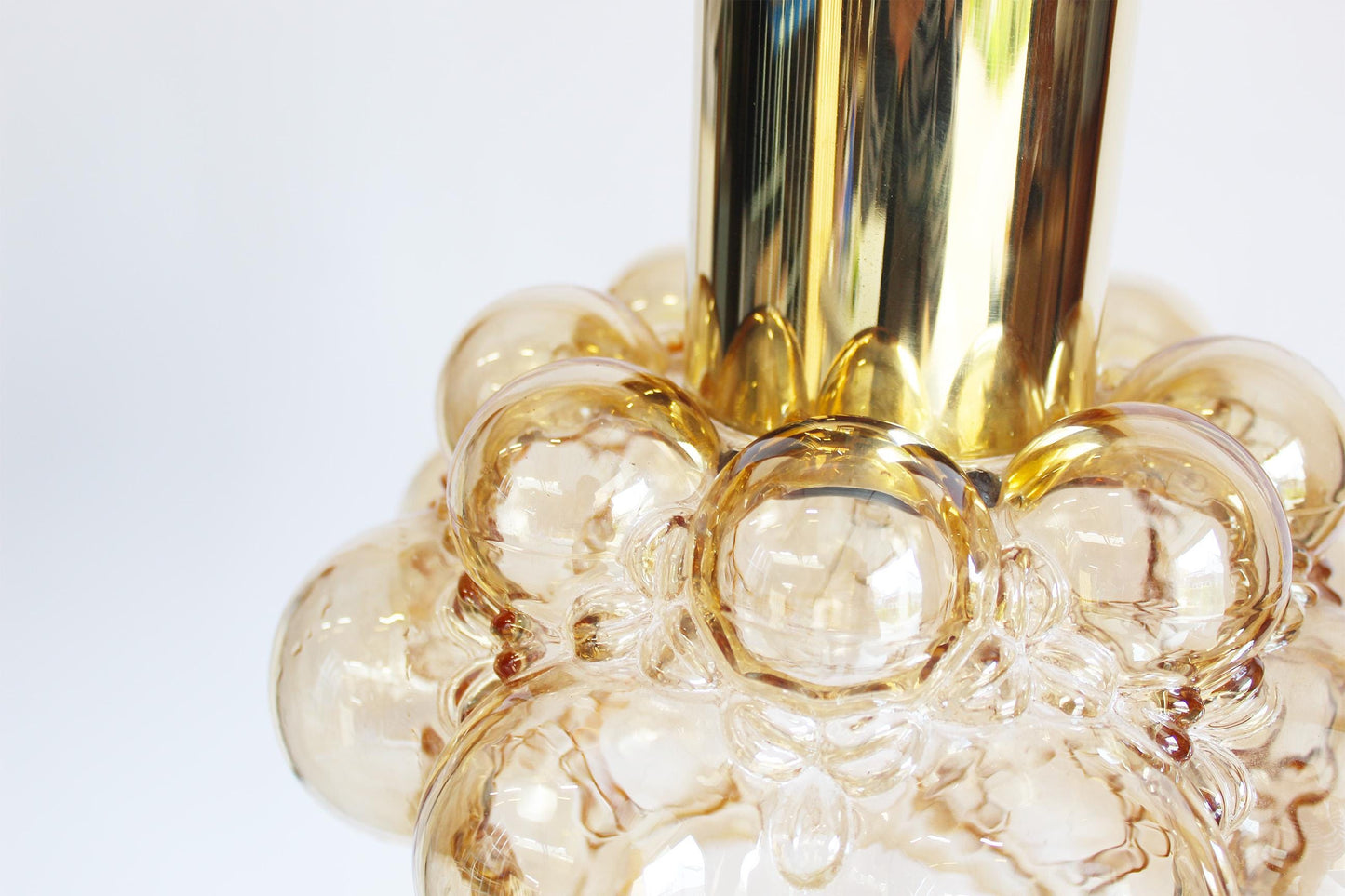 Amber glass pendant lamp by Helena Tynell for Glashutte Limburg