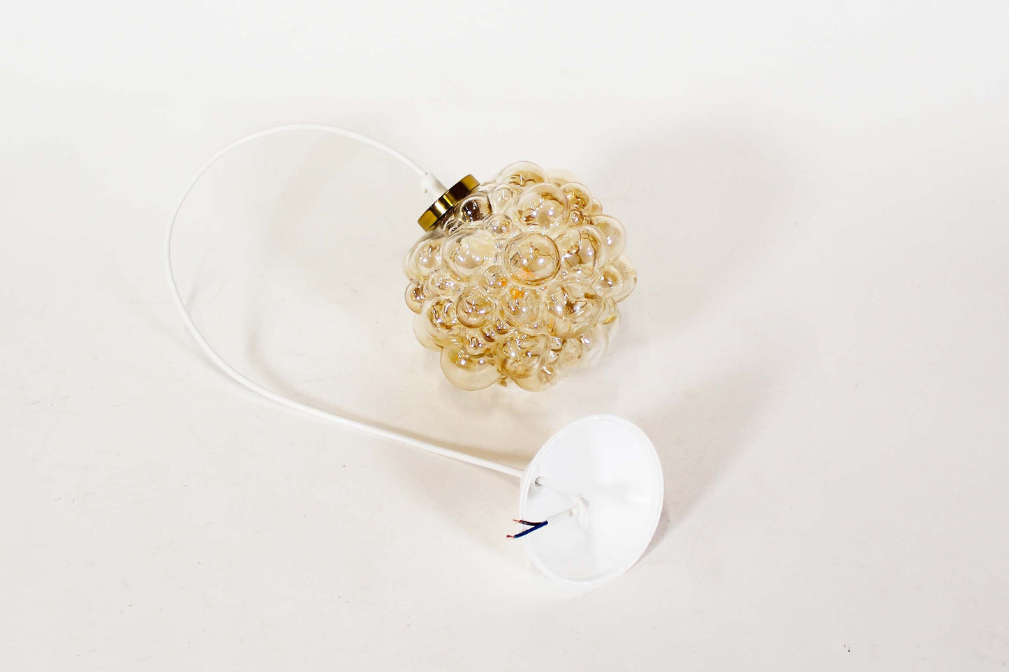 Amber glass 'bubble' pendant lamp by Helena Tynell for Glashutte Limburg
