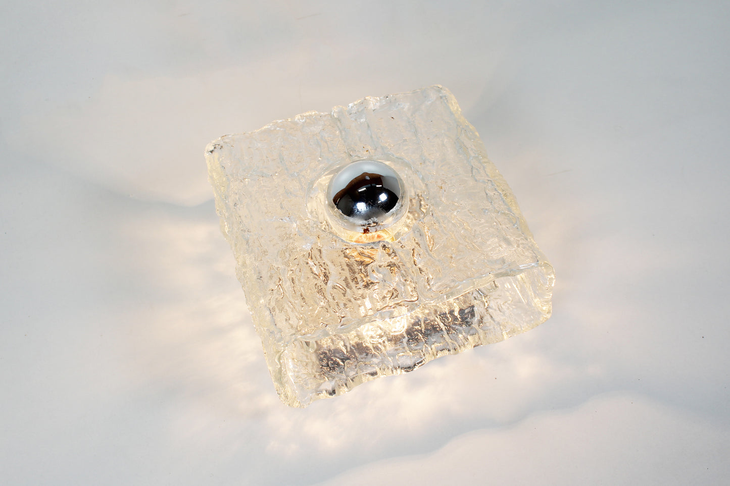 Large pair of 'ice glass' wall lamps by Kaiser Leuchten