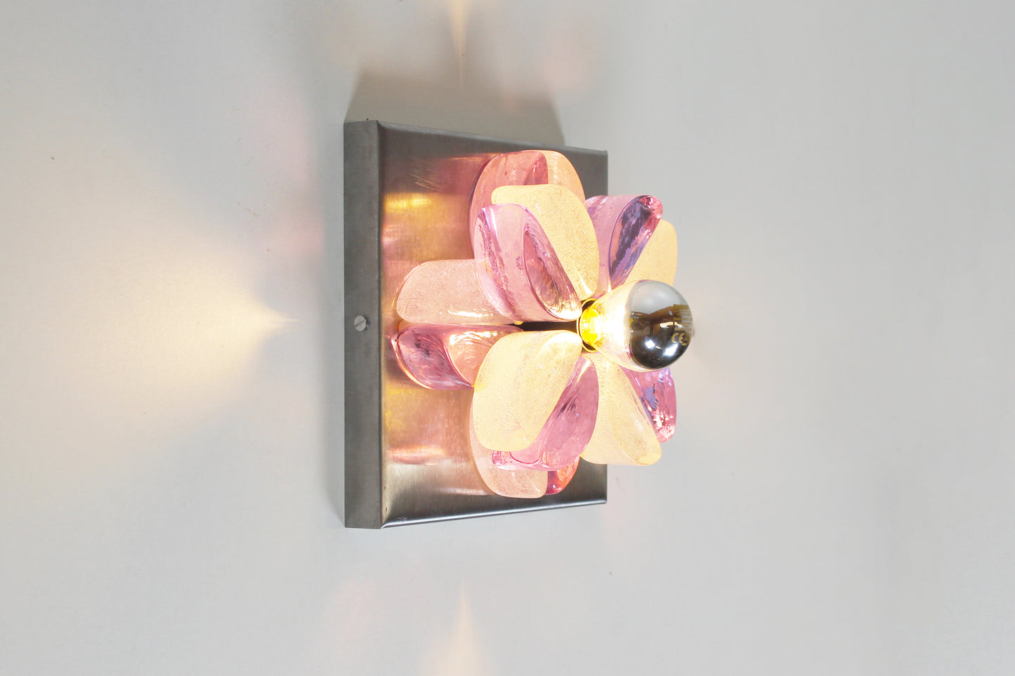 Pair of brutalist muranoglass wall lamps by Albano Poli for Poliarte