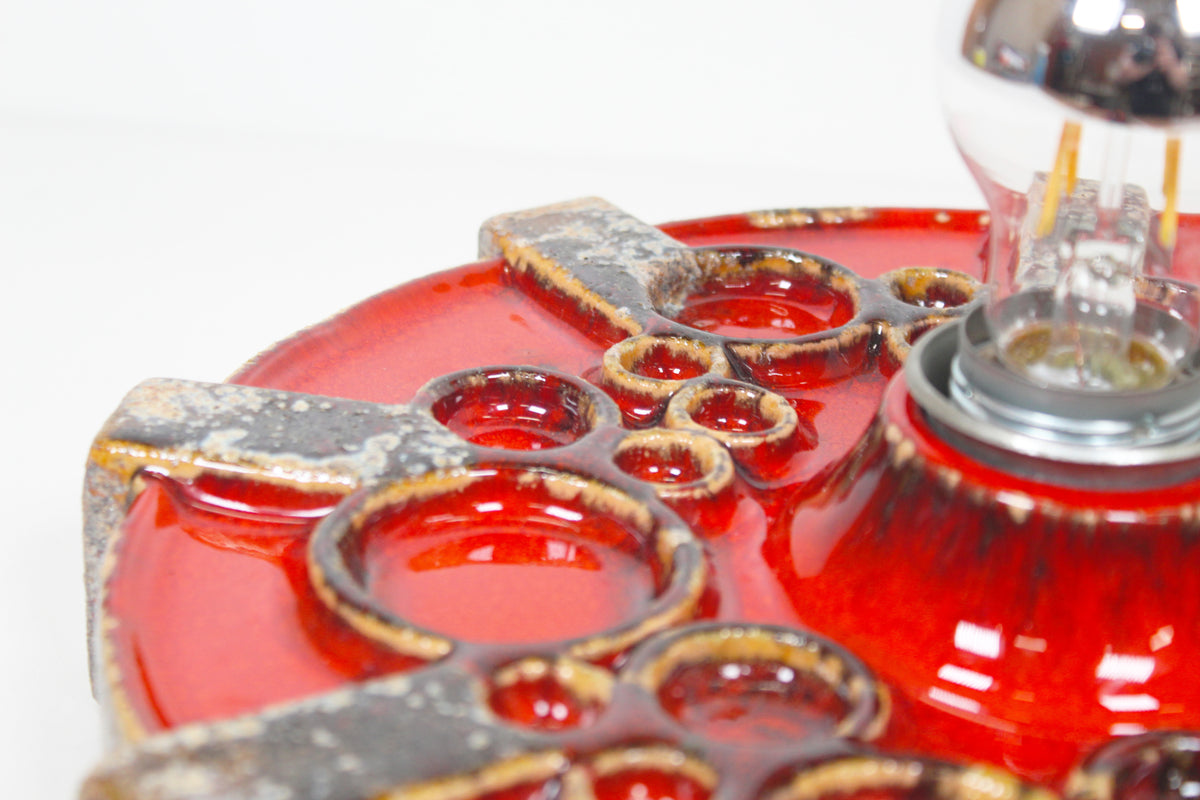 Vintage 1970's ceramic 'Fat Lava' style wall light by Hustadt Leuchten