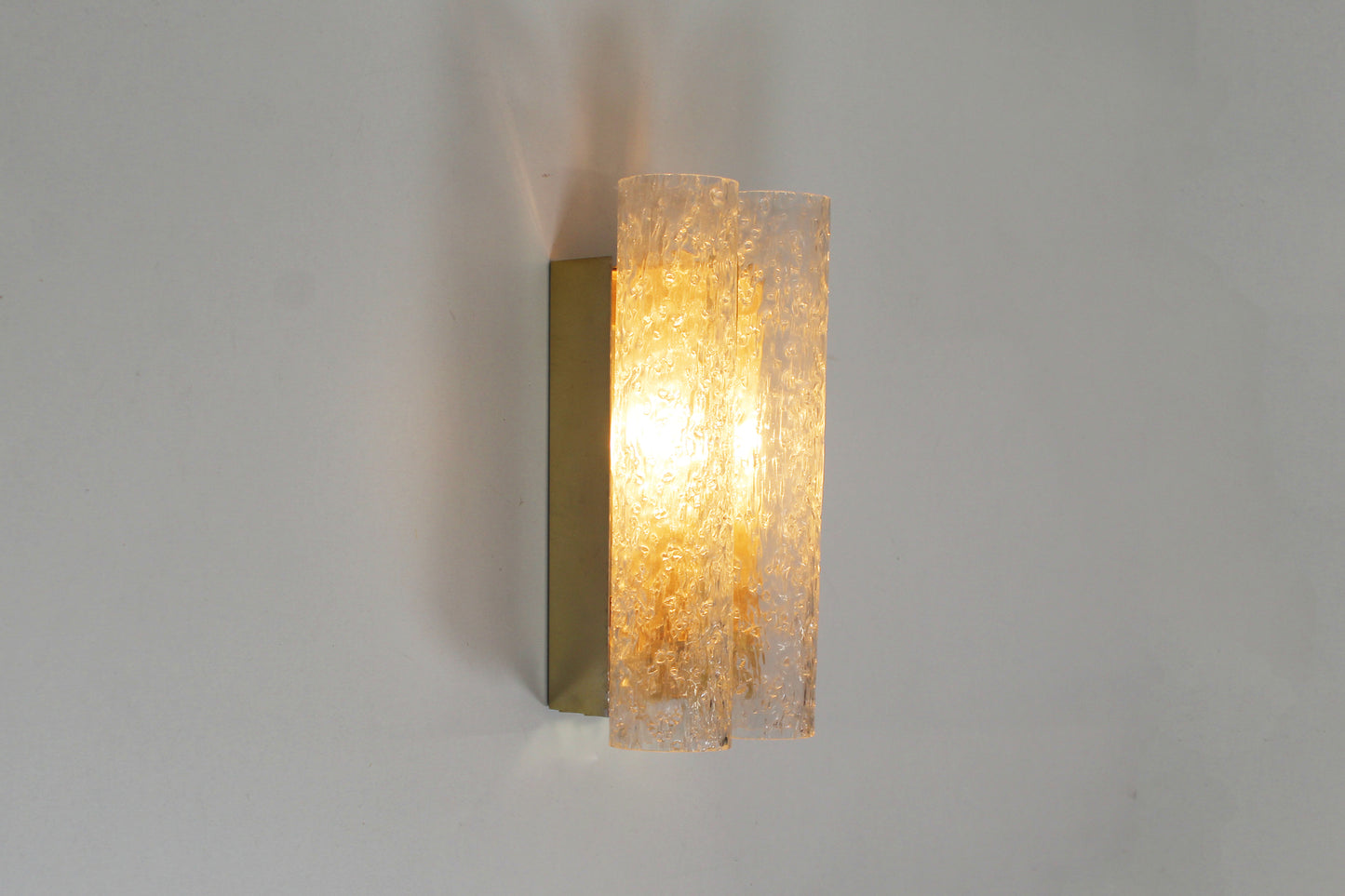 Pair of wall lamps in brass plated metal and glass by Doria Leuchten