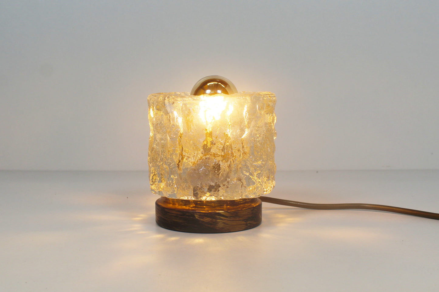 Brass and ice glass table lamp by Cosack Leuchten