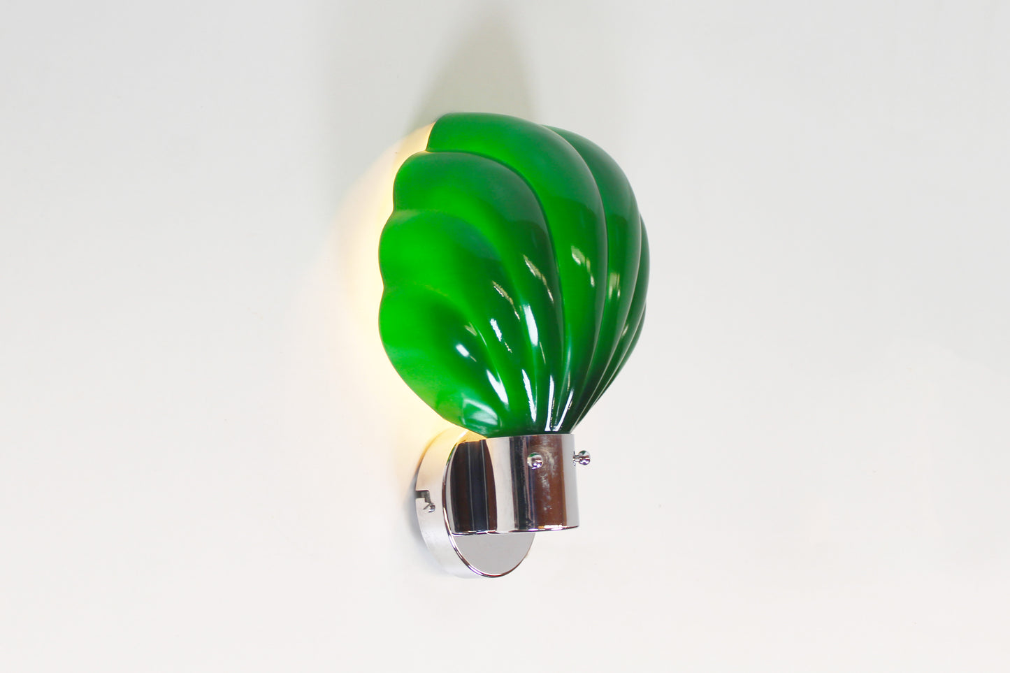 Koppel Italiaanse jaren 70 wandlampen in muranoglass en chrome