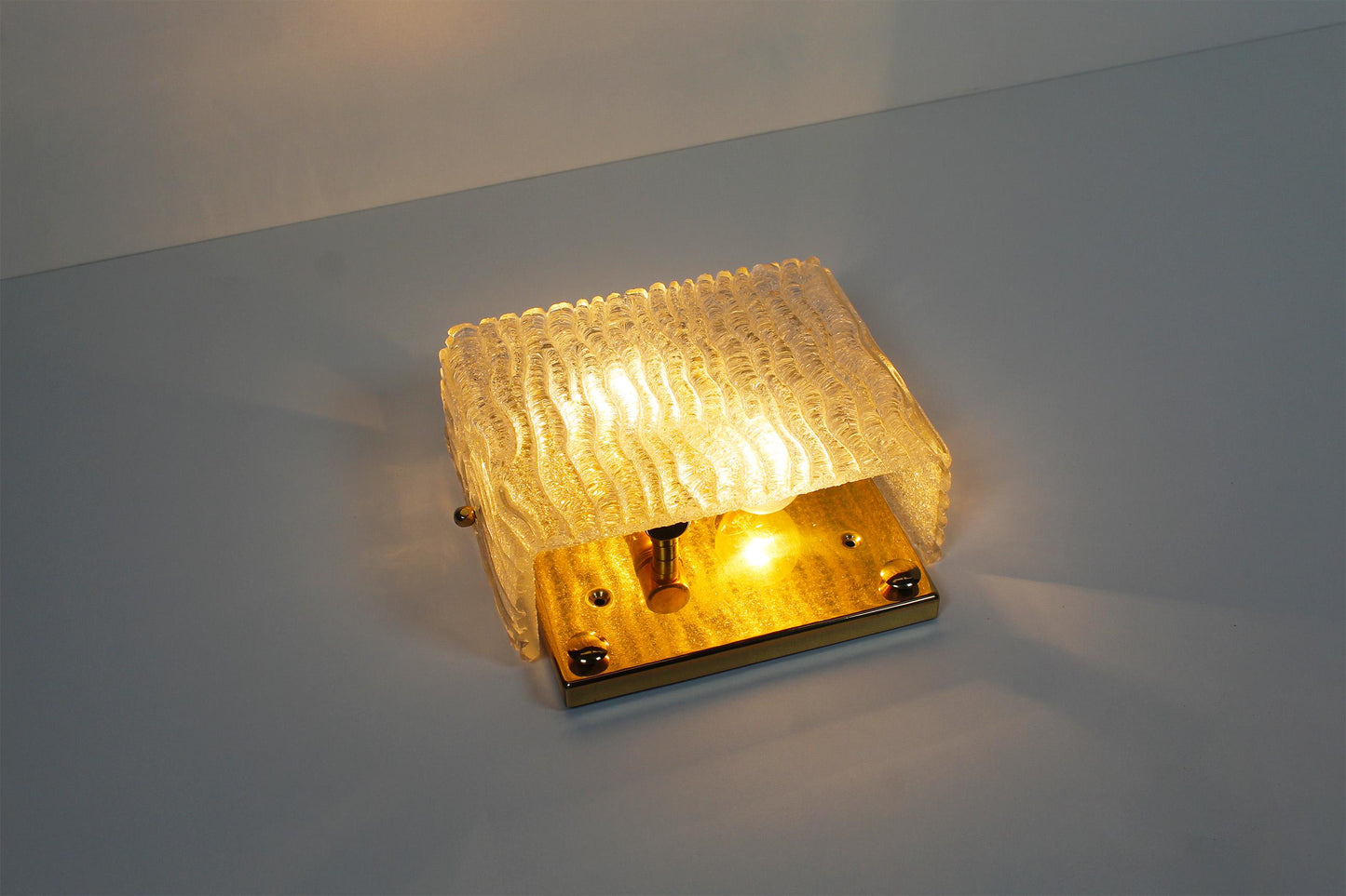 Pair of brass and muranoglass wall lights by Kaiser Leuchten