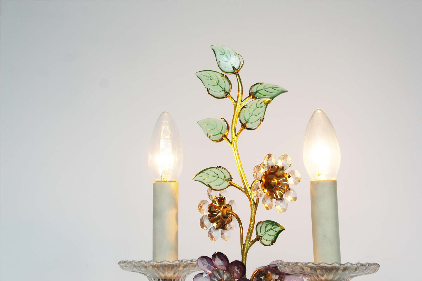 Gilded and crystal table lamp with floral motif by Palwa - Lobmeyr