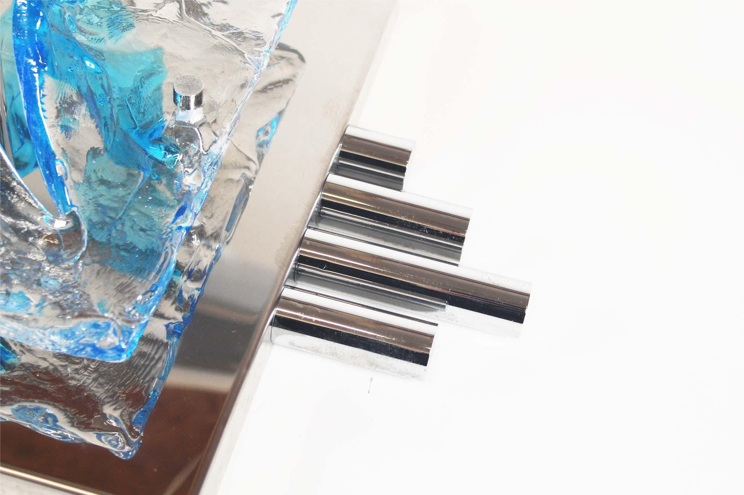Large polished metal and muranoglass wall light by Angelo Brotto