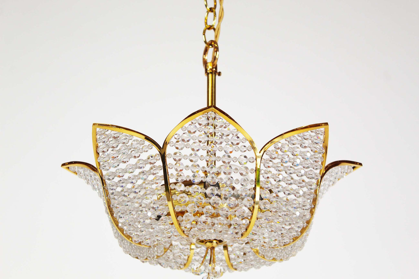 Chandelier in gilt brass and crystal glass by Palwa