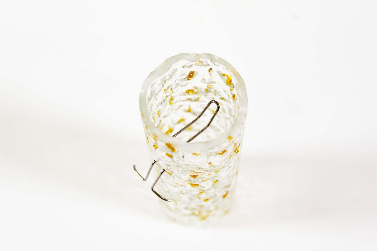 Large chandelier in brass and 'goldflake' glass by Doria Leuchten