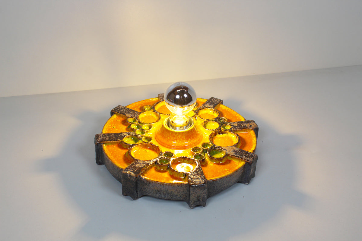 Vintage keramische 'Fat Lava'-stijl wandlamp uit de jaren 70 van Hustadt Leuchten