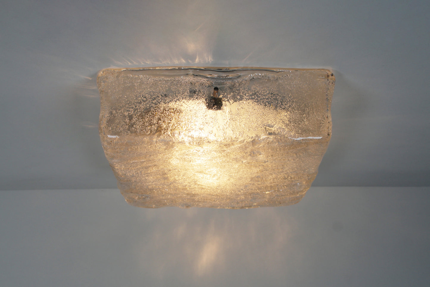 Grote jaren 70 'ijsglas' plafondlamp door RZB Leuchten