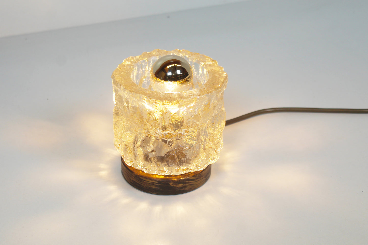 Brass and ice glass table lamp by Cosack Leuchten