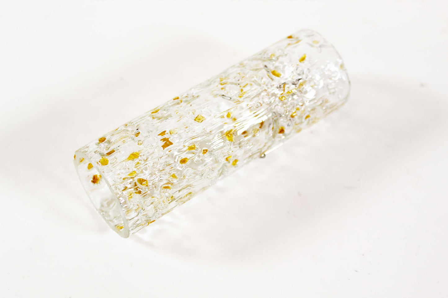 Large chandelier in brass and 'goldflake' glass by Doria Leuchten