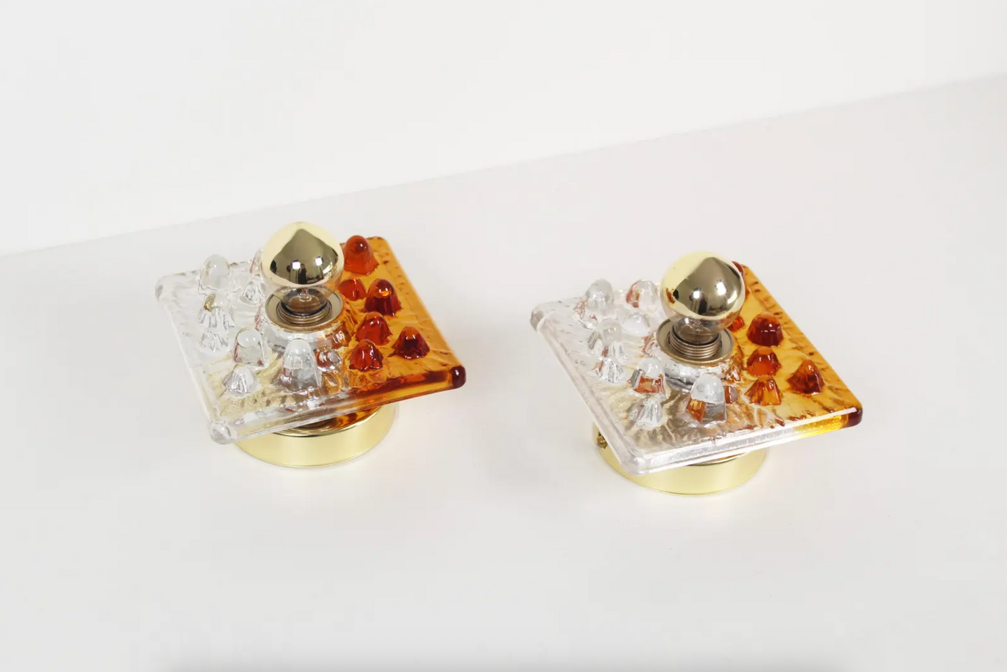 Pair of Murano glass wall lamps by AV Mazzega