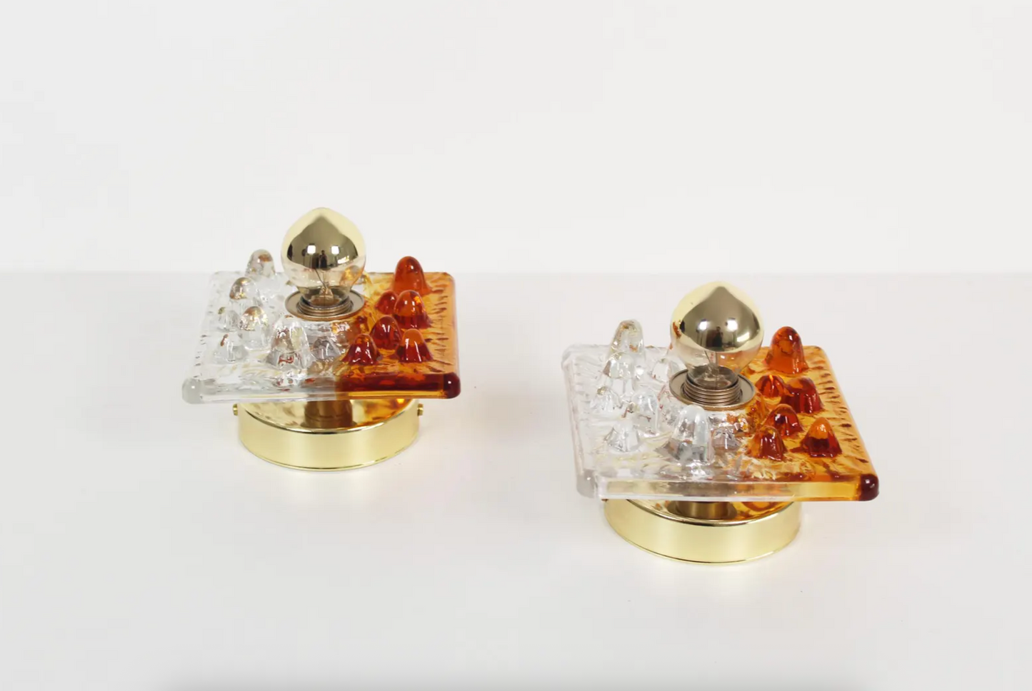 Pair of Murano glass wall lamps by AV Mazzega