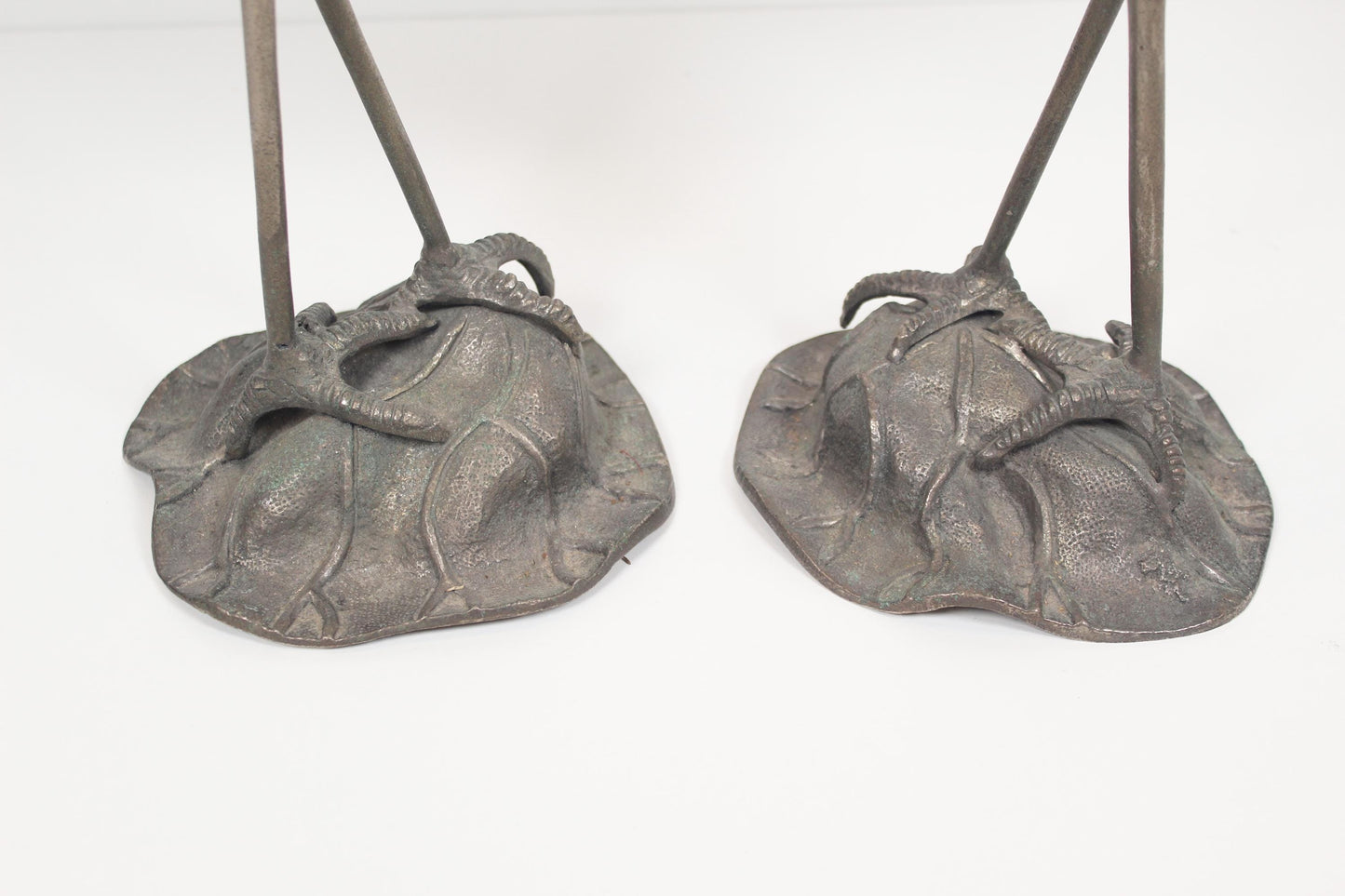 Decorative pair of silver-plated 'Heron' sculptures by Valenti