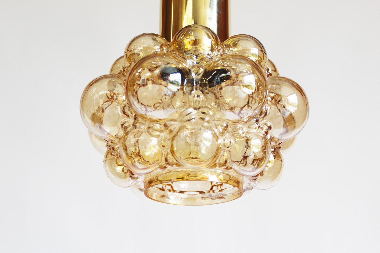 Amber glass pendant lamp by Helena Tynell for Glashutte Limburg