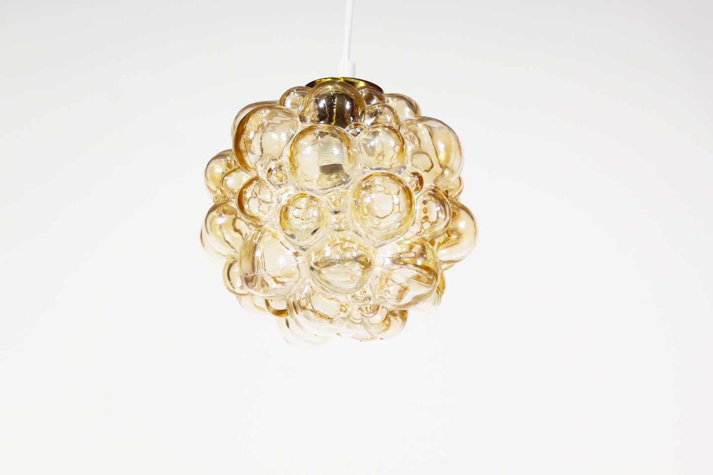 Amber glass 'bubble' pendant lamp by Helena Tynell for Glashutte Limburg