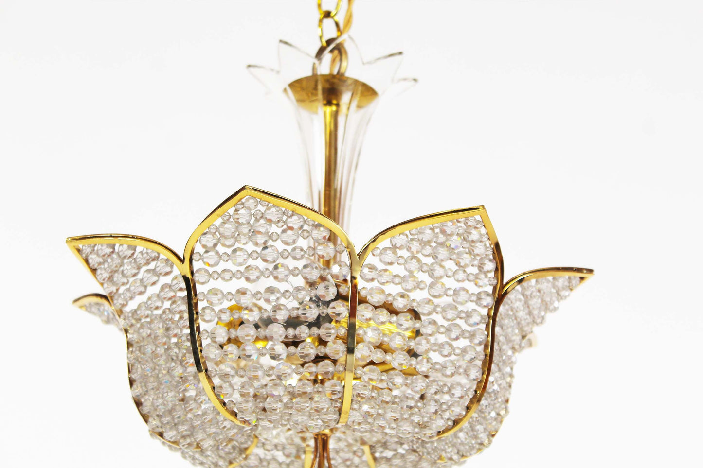 Medium sized crystal glass 'Tole' chandelier light by Palwa, Germany 1970's