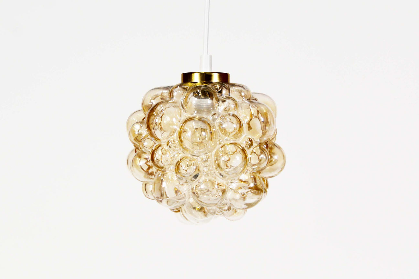 Amber glass 'bubble' pendant lamp by Helena Tynell for Glashutte Limburg