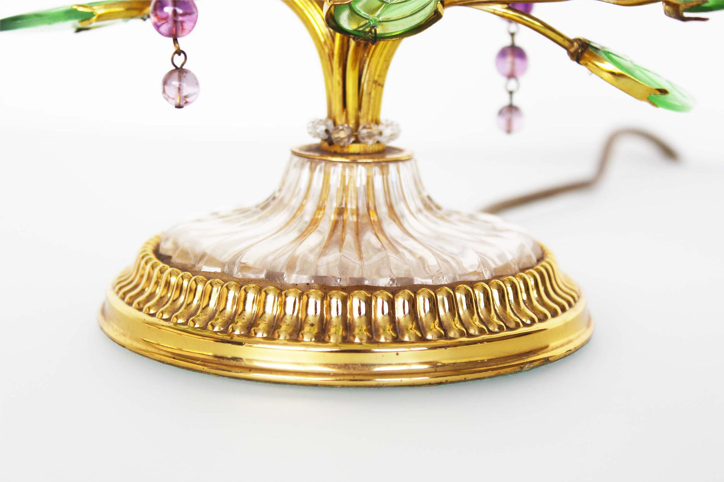 Gilded and crystal table lamp with floral motif by Palwa - Lobmeyr