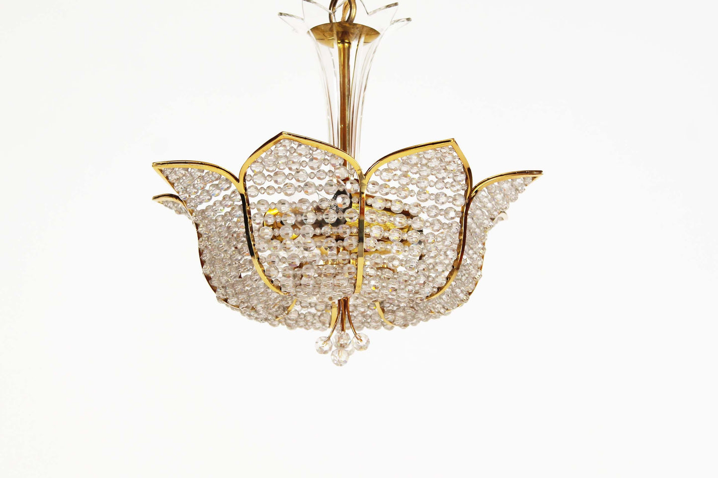 Medium sized crystal glass 'Tole' chandelier light by Palwa, Germany 1970's