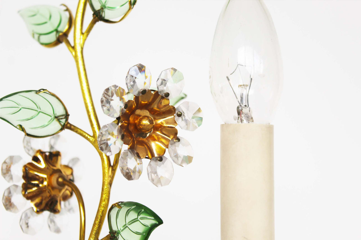 Gilded and crystal table lamp with floral motif by Palwa - Lobmeyr