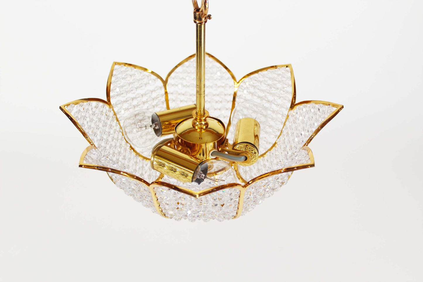 Chandelier in gilt brass and crystal glass by Palwa