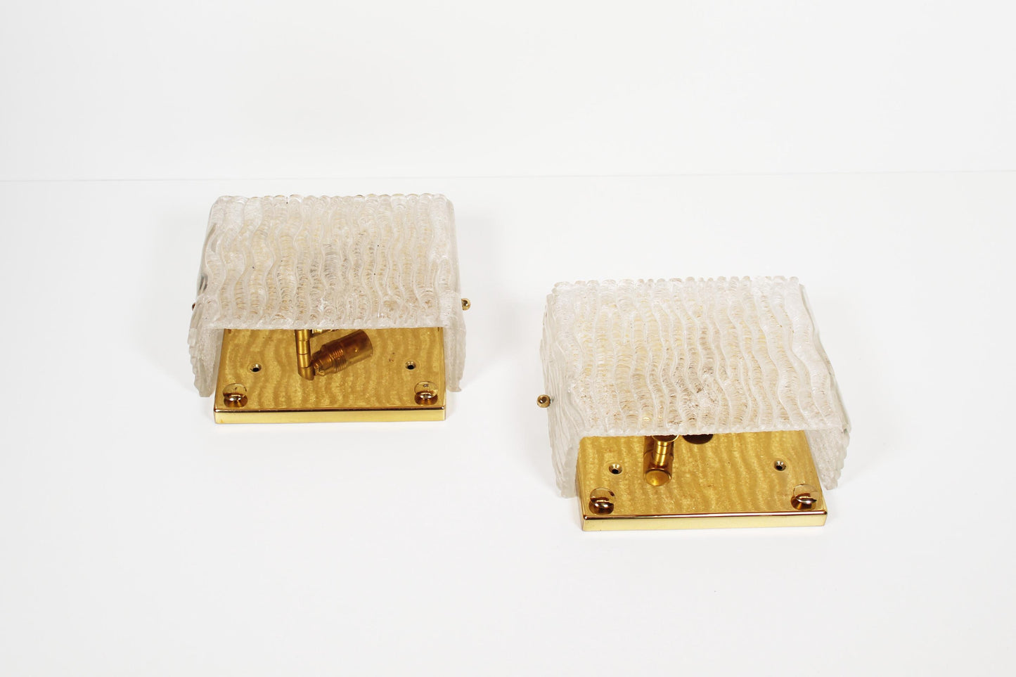 Pair of brass and muranoglass wall lights by Kaiser Leuchten