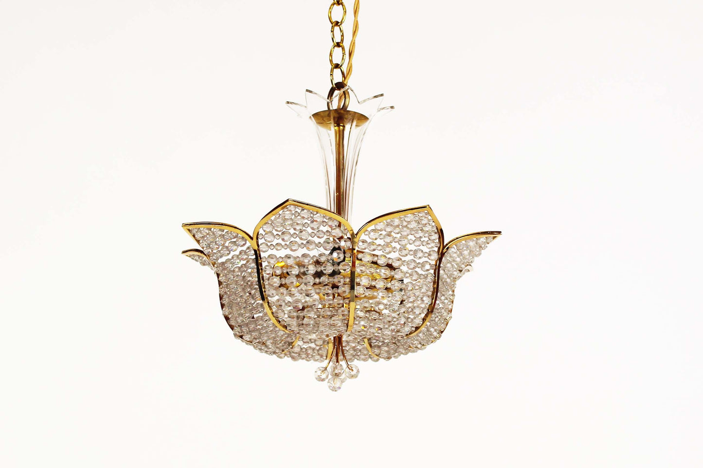 Medium sized crystal glass 'Tole' chandelier light by Palwa, Germany 1970's