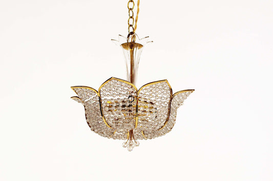 Medium sized crystal glass 'Tole' chandelier light by Palwa, Germany 1970's