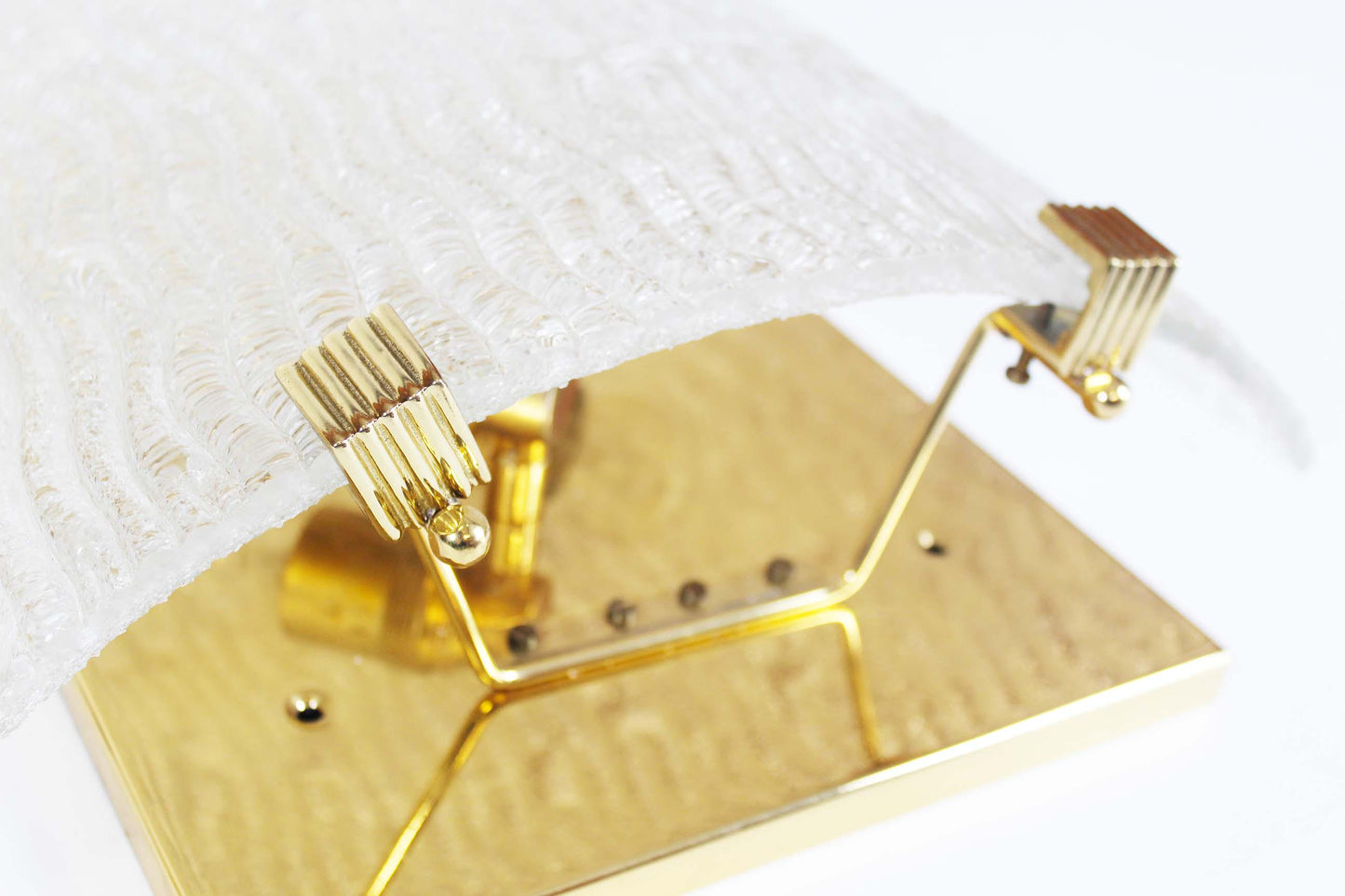 Set of large Italian brass and Murano glass wall lamps from the 1970s