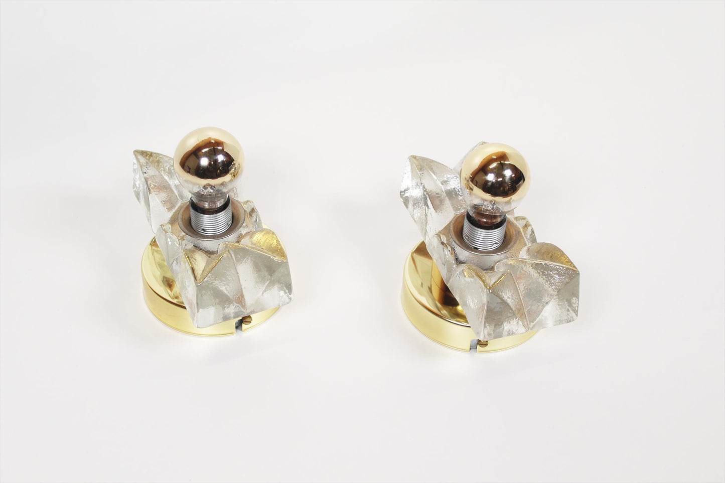Set of brass and glass wall lamps by Sische