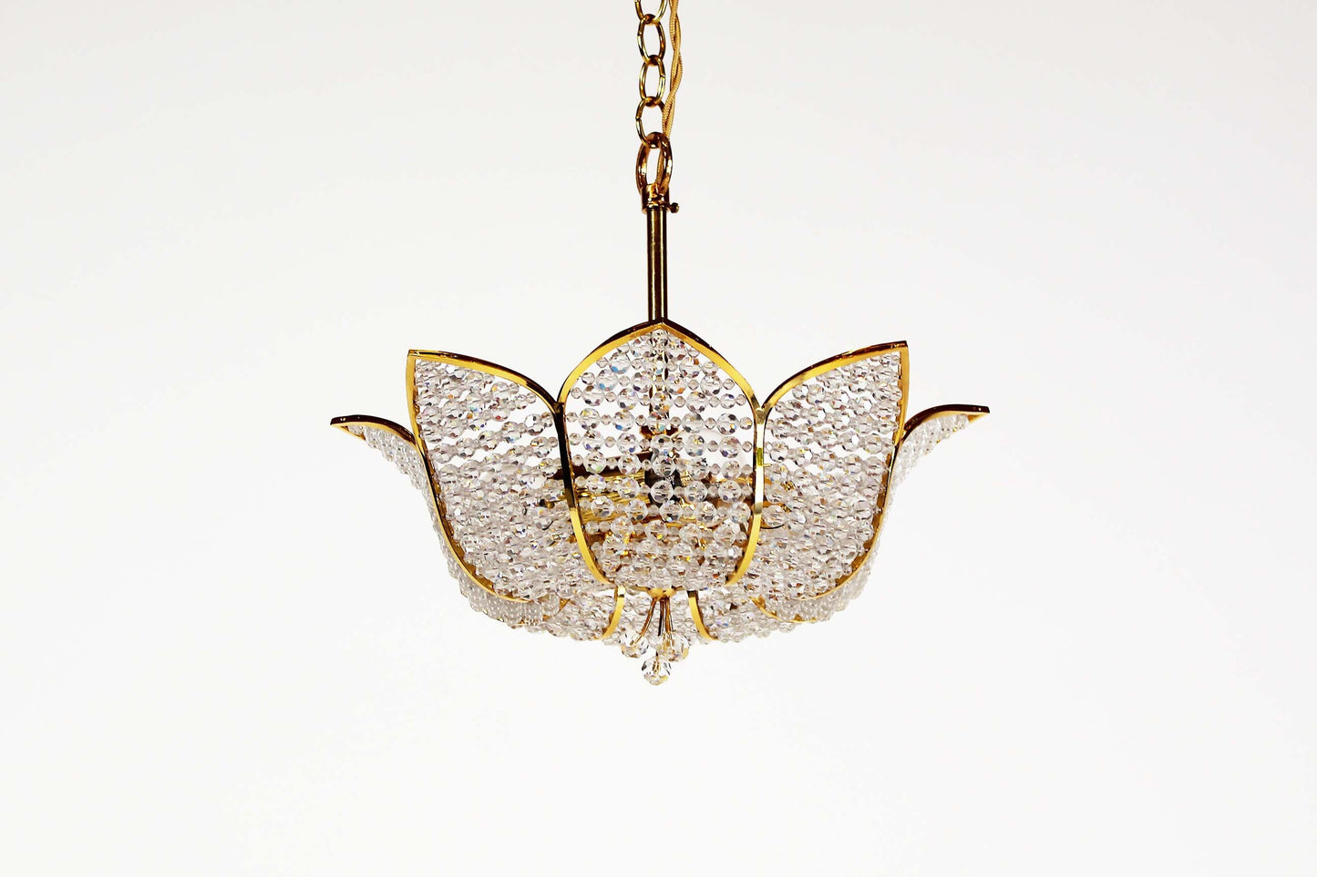 Chandelier in gilt brass and crystal glass by Palwa