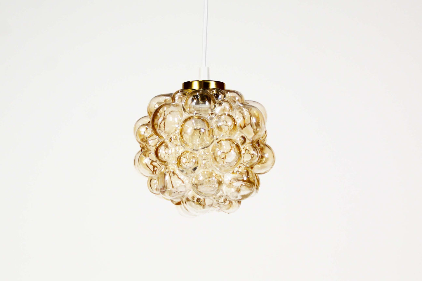 Amber glass 'bubble' pendant lamp by Helena Tynell for Glashutte Limburg