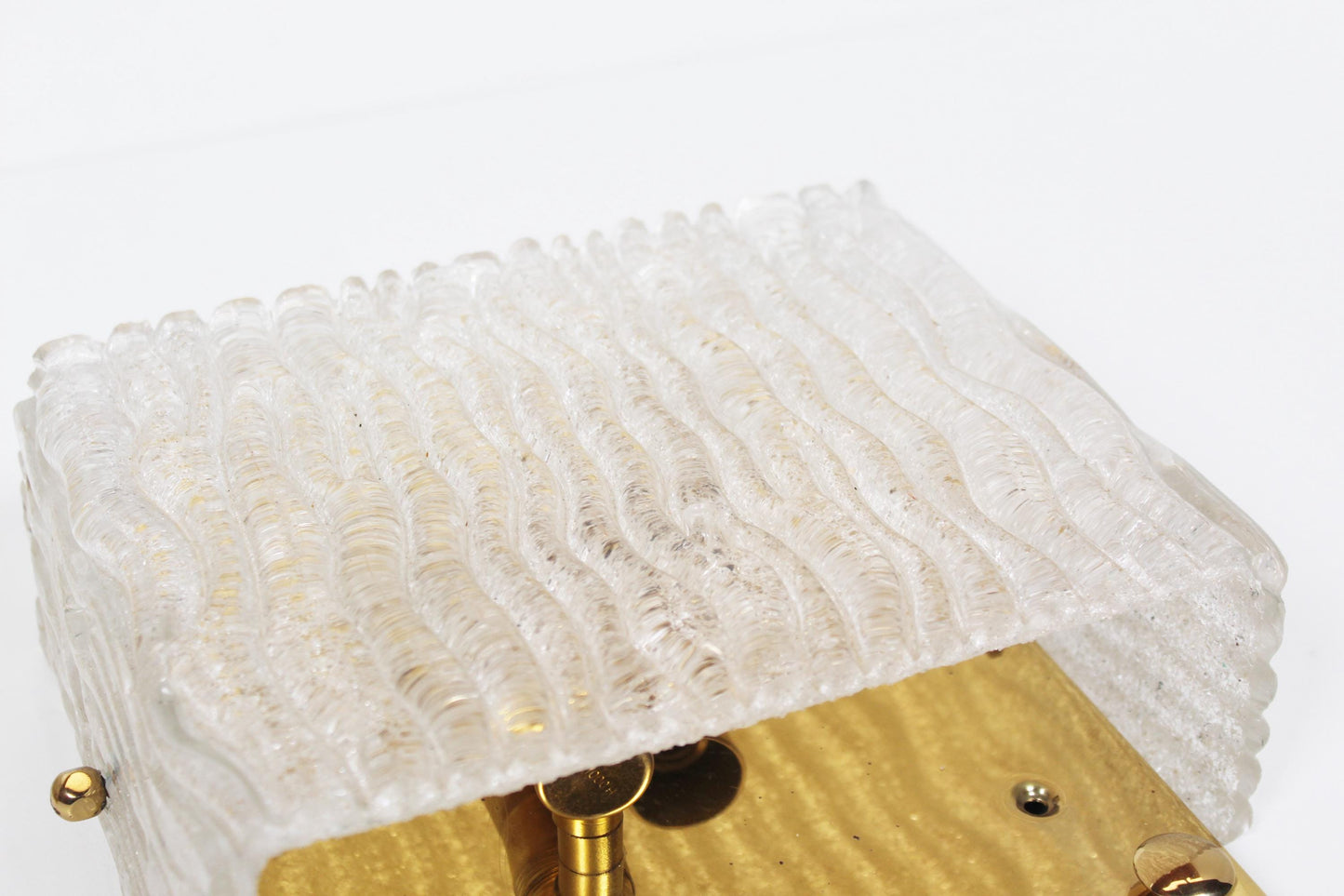 Pair of brass and muranoglass wall lights by Kaiser Leuchten