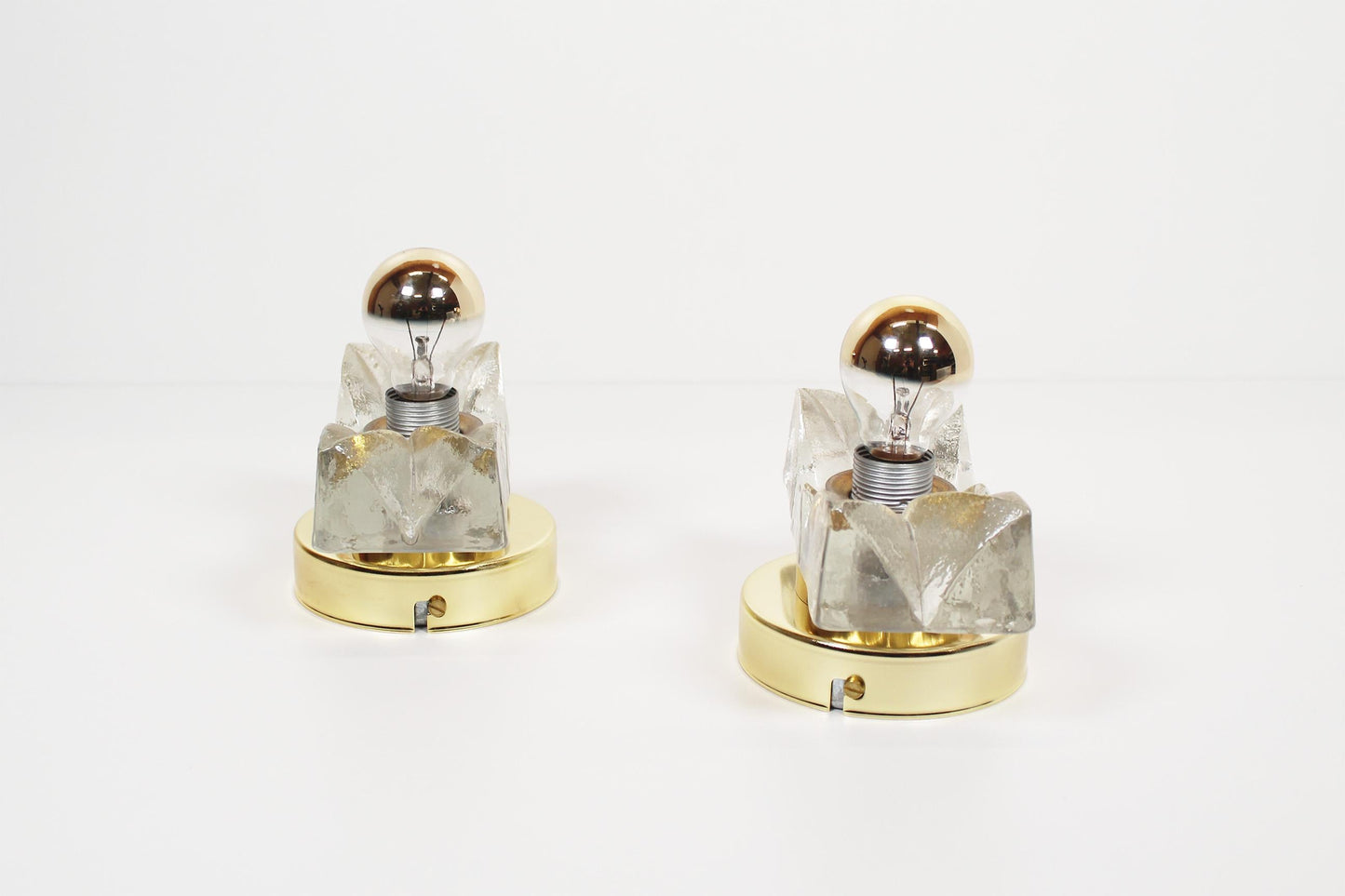 Set of brass and glass wall lamps by Sische