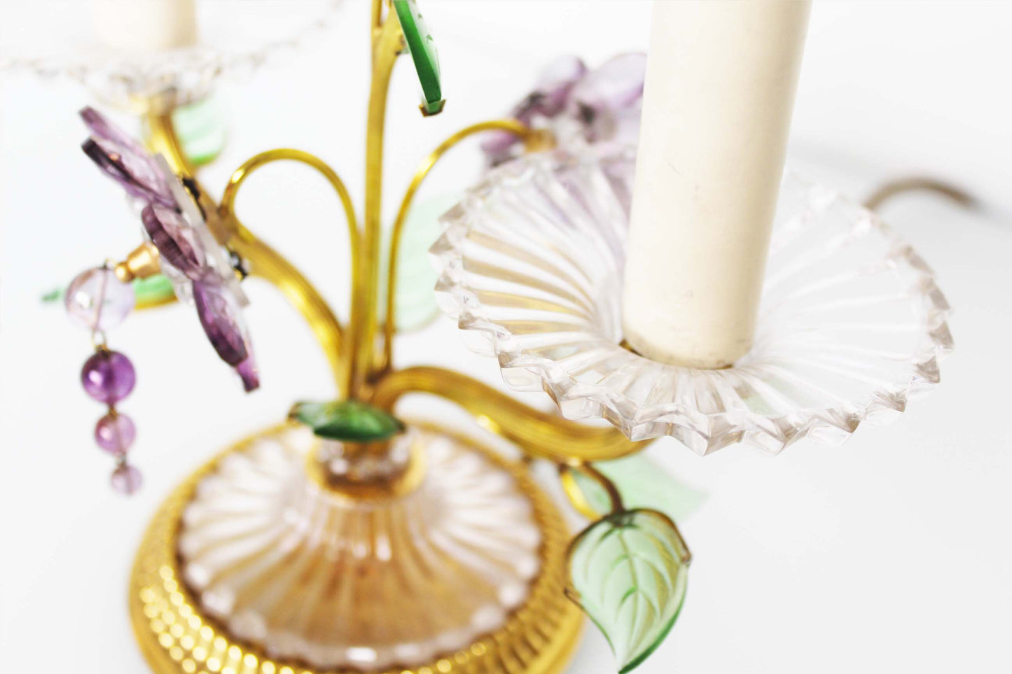 Gilded and crystal table lamp with floral motif by Palwa - Lobmeyr