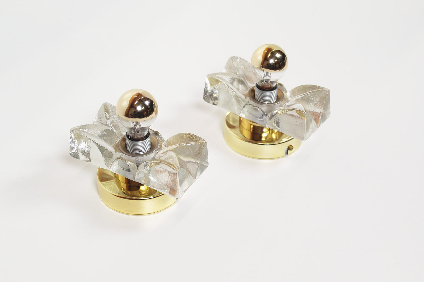 Set of brass and glass wall lamps by Sische