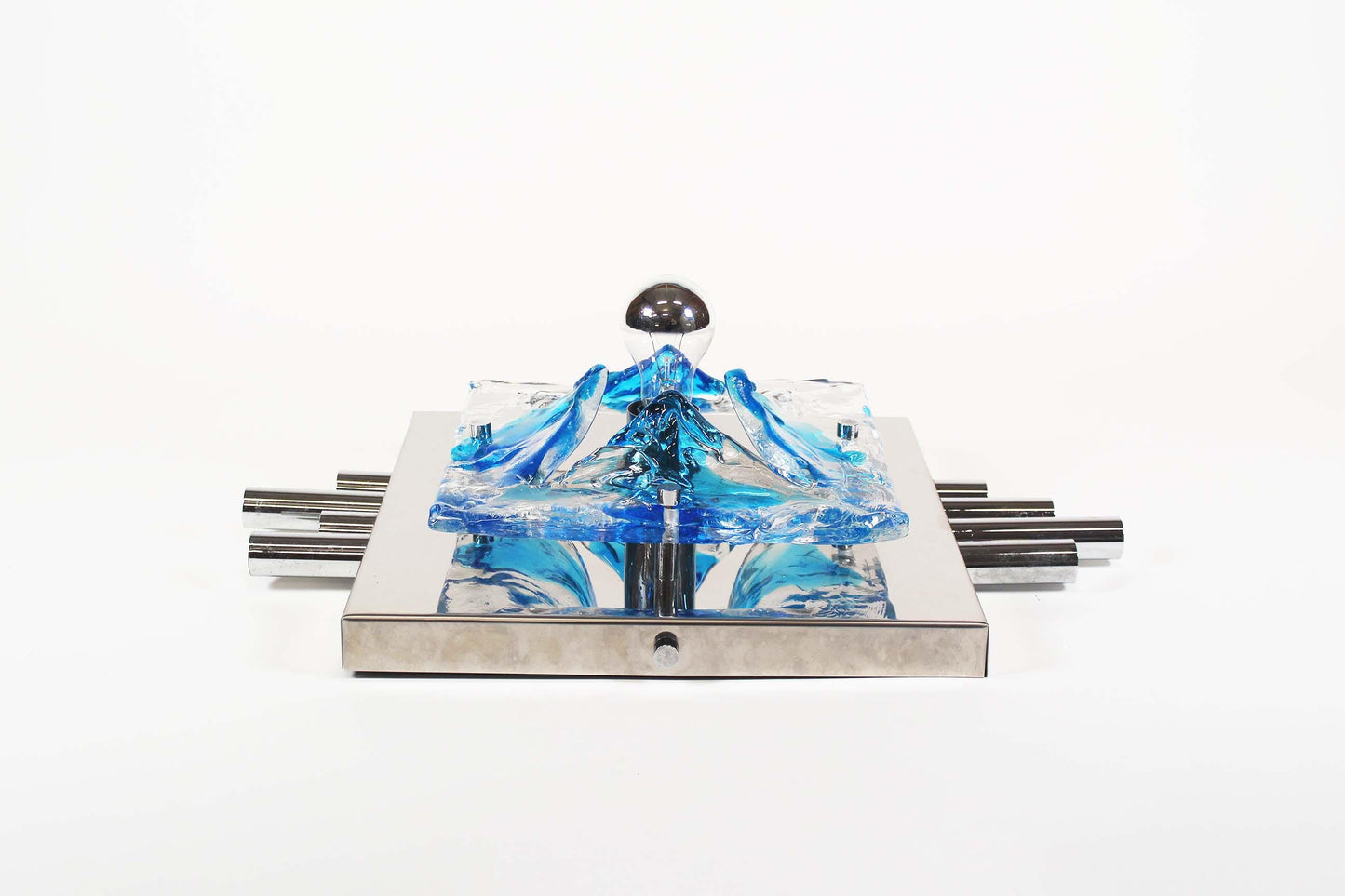Large polished metal and muranoglass wall light by Angelo Brotto